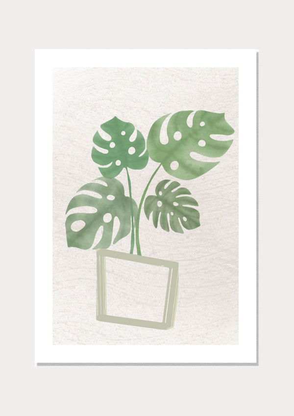 Potted Monstera Graphic - Wall Art Print