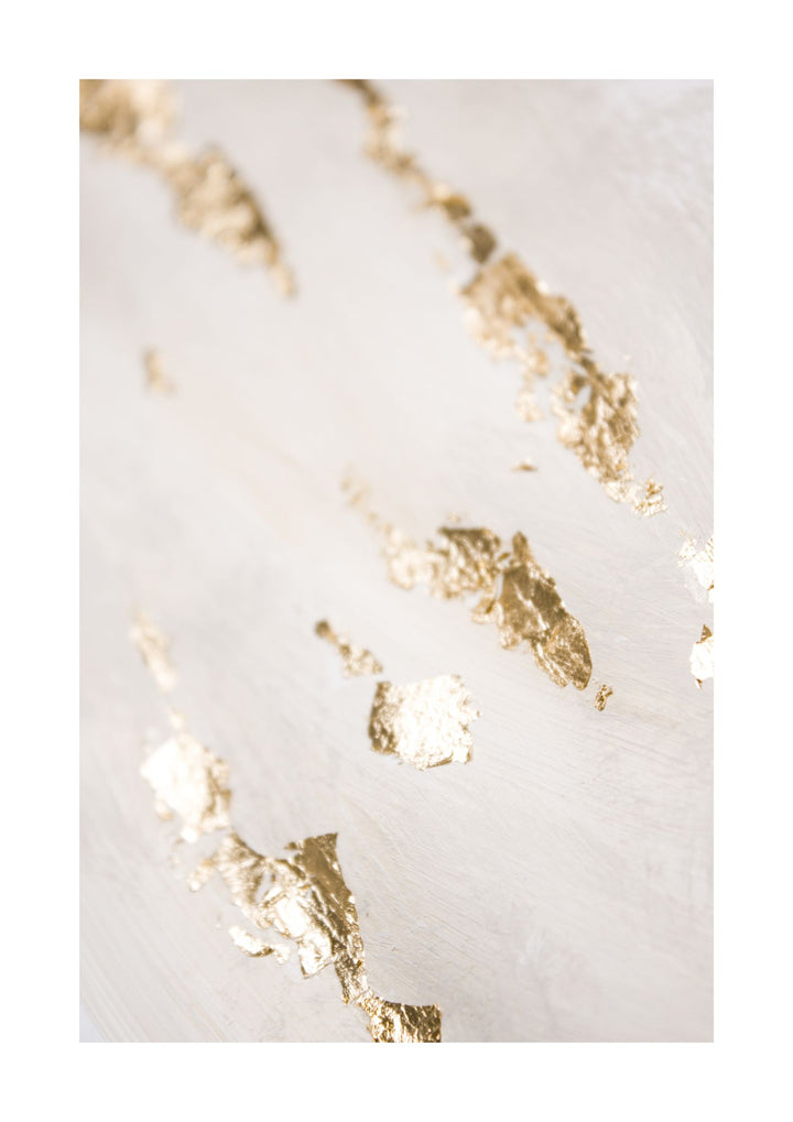 Cream & Gold Leaf Poster" by Nusk: Modern kitchen wall art. Cream tones, gold leaf accents. Affordable, sophisticated decor, perfect for contemporary spaces
