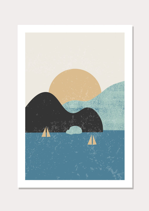 Blue Opaque Sea Scene Poster 01