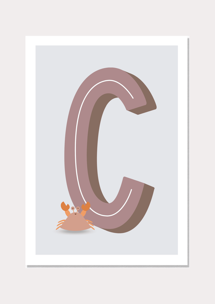 NUSK's 'C Is For Crab' wall art print, a charming addition to your wall art decor collection.