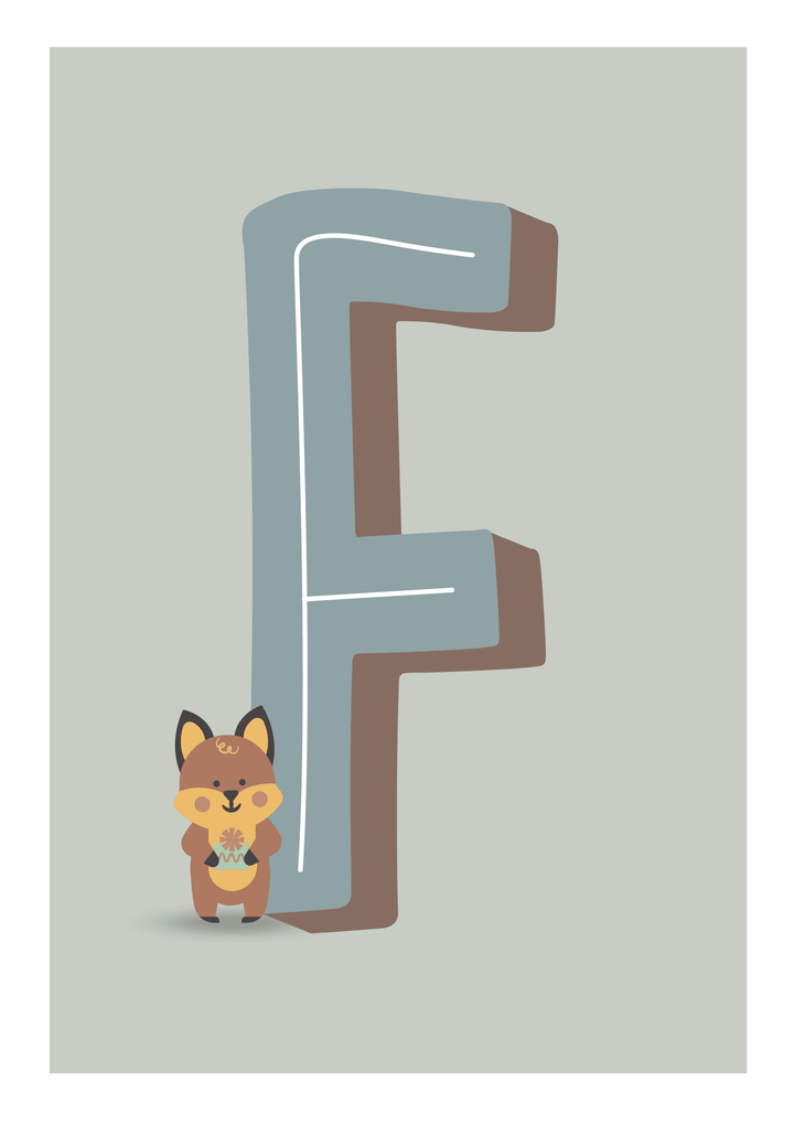 F Is For Fox - Wall Art Print - Nüsk Co.