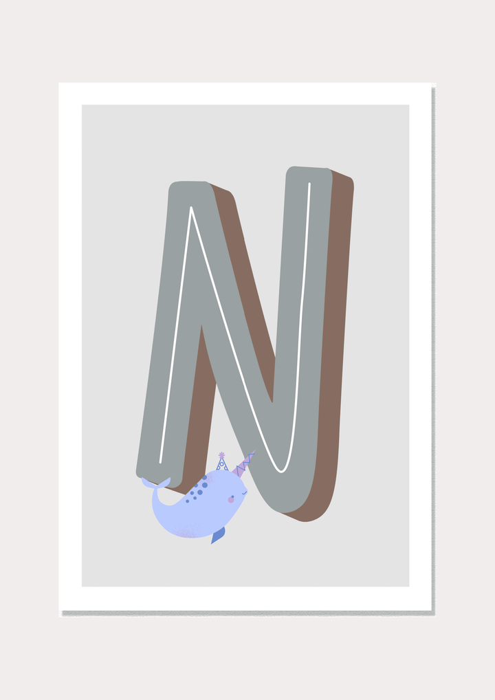 N Is For Narwhal - Wall Art Print - Nüsk Co.