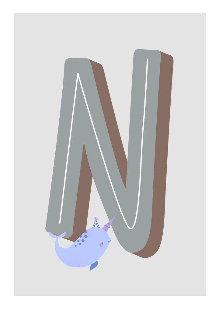 N Is For Narwhal - Wall Art Print - Nüsk Co.