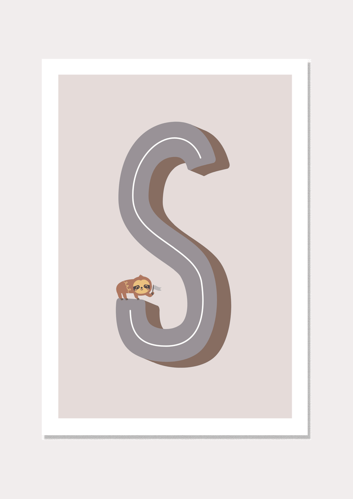 S Is For Sloth - Wall Art Print - Nüsk Co.