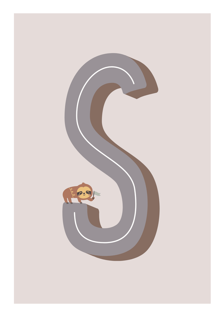S Is For Sloth - Wall Art Print - Nüsk Co.