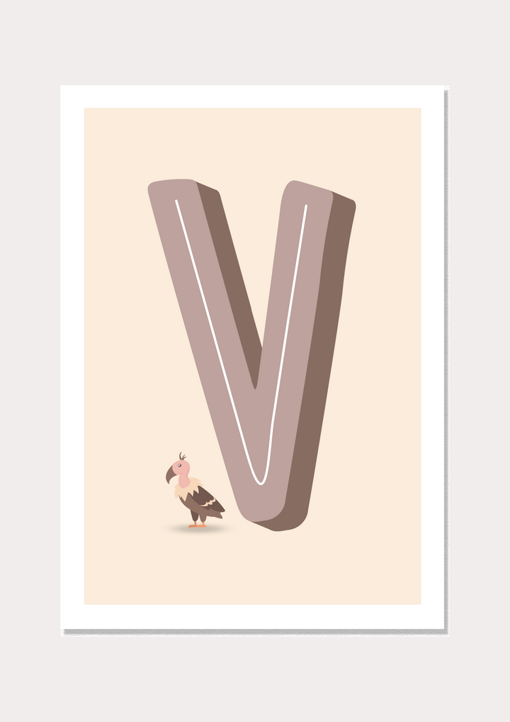 V Is For Vulture - Wall Art Print - Nüsk Co.