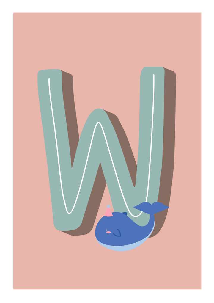 W Is For Whale - Wall Art Print - Nüsk Co.